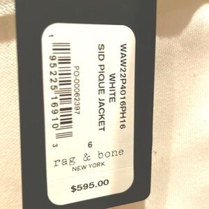 Rag & bone white jacket new with tag NWOT